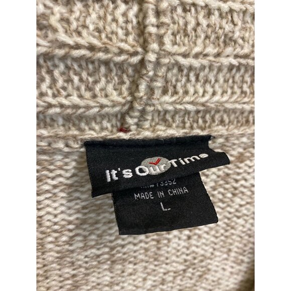 It’s Our Time Oatmeal Tan Cream Cardigan Long Sleeve Sweater Size Large - Picture 3 of 12